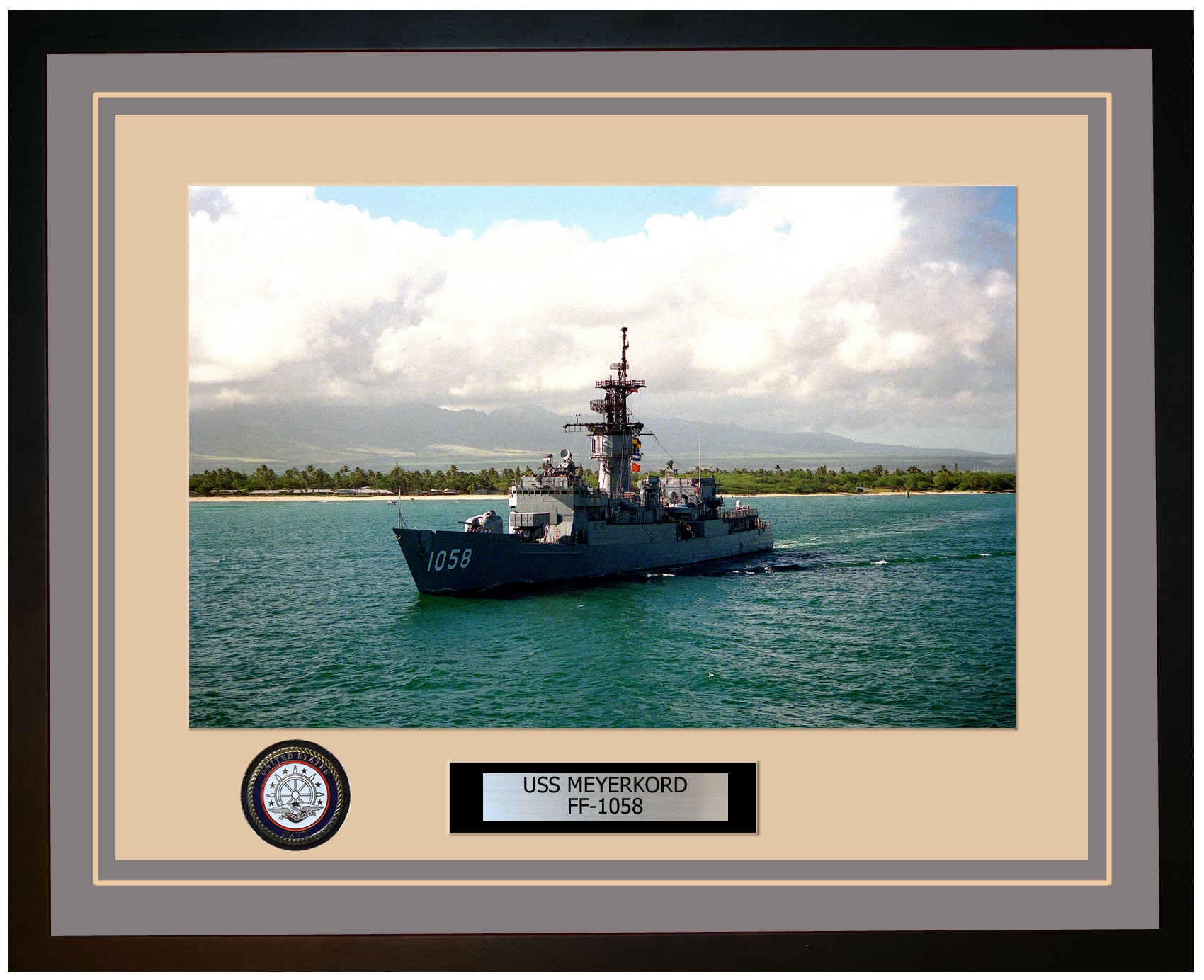 USS MEYERKORD FF-1058 Framed Navy Ship Photo Grey