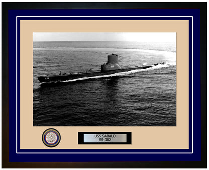 USS Sabalo SS-302 Framed Navy Ship Photo Blue