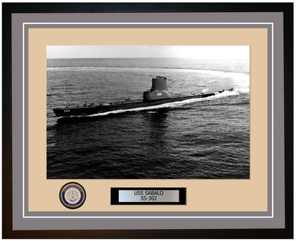 USS Sabalo SS-302 Framed Navy Ship Photo Grey
