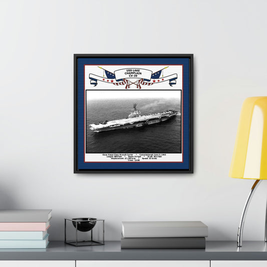USS Lake Champlain CV-39 Navy Floating Frame Photo Desk View
