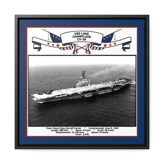 USS Lake Champlain CV-39 Navy Floating Frame Photo Front View
