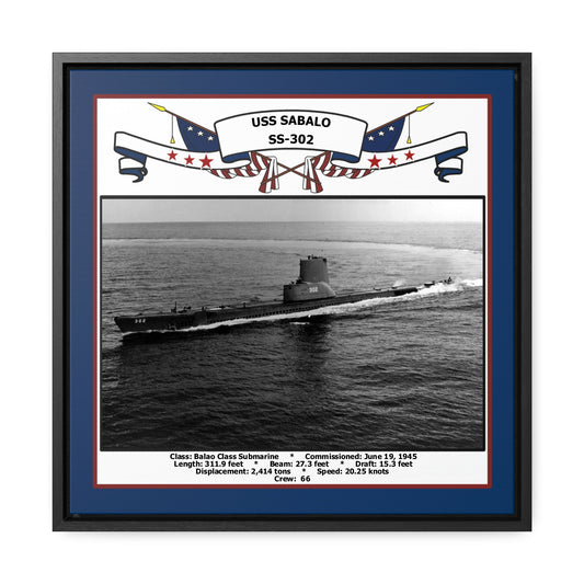 USS Sabalo SS-302 Navy Floating Frame Photo Front View