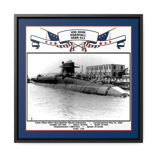 USS John Marshall SSBN-611 Navy Floating Frame Photo Front View