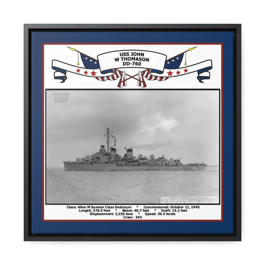 USS John W Thomason DD-760 Navy Floating Frame Photo Front View