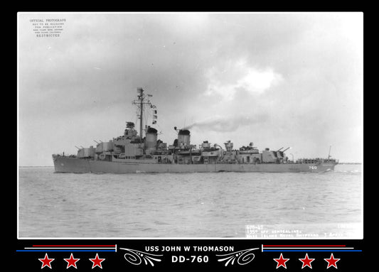 USS John W Thomason DD-760 Canvas Photo Print