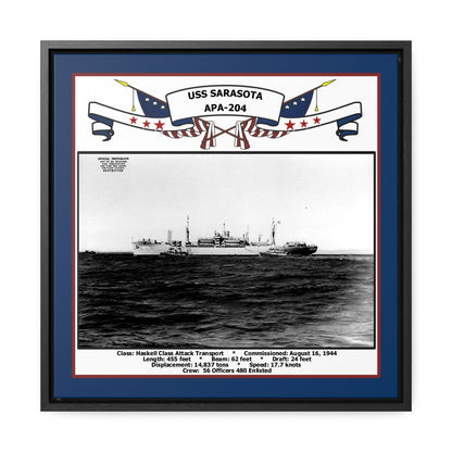 USS Sarasota APA-204 Navy Floating Frame Photo Front View