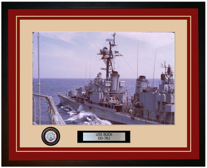 USS BUCK DD-761 Framed Navy Ship Photo Burgundy