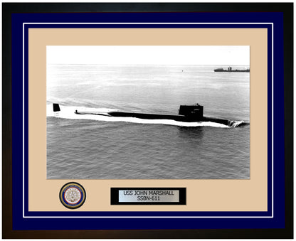 USS John Marshall SSBN-611 Framed Navy Ship Photo Blue