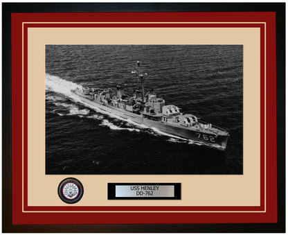 USS HENLEY DD-762 Framed Navy Ship Photo Burgundy