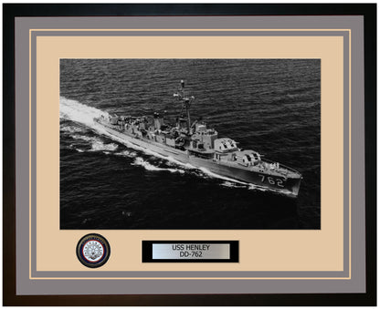 USS HENLEY DD-762 Framed Navy Ship Photo Grey