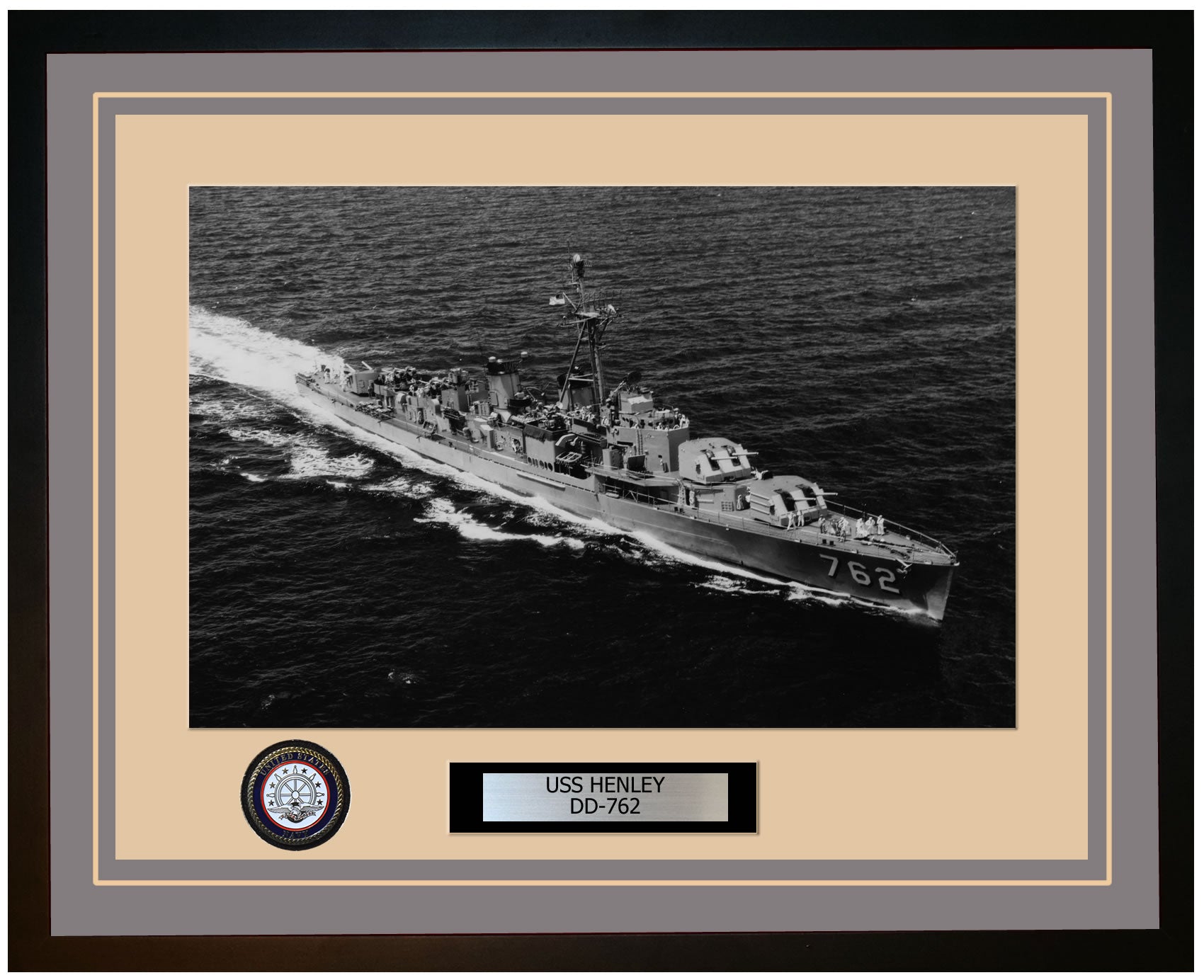 USS HENLEY DD-762 Framed Navy Ship Photo Grey