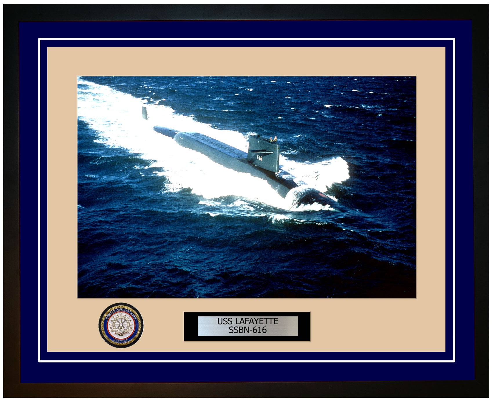 USS Lafayette SSBN-616 Framed Navy Ship Photo Blue