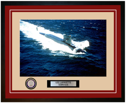 USS Lafayette SSBN-616 Framed Navy Ship Photo Burgundy