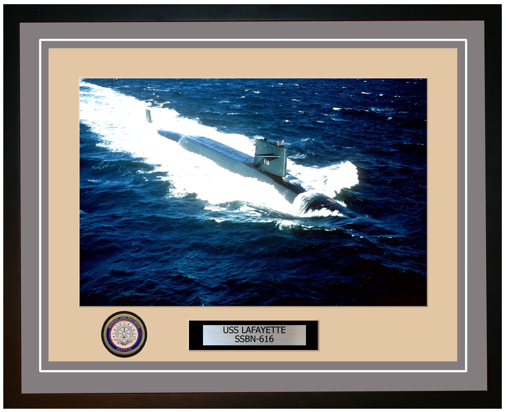 USS Lafayette SSBN-616 Framed Navy Ship Photo Grey