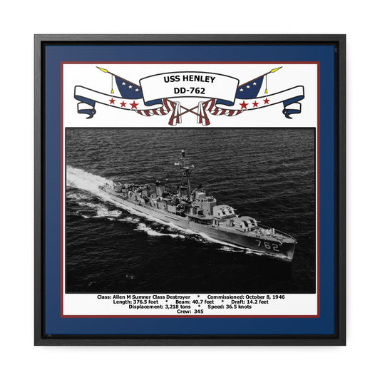 USS Henley DD-762 Navy Floating Frame Photo Front View