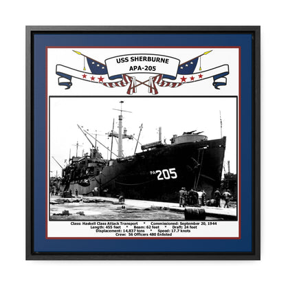 USS Sherburne APA-205 Navy Floating Frame Photo Front View