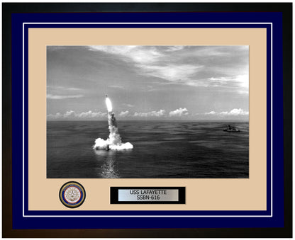 USS Lafayette SSBN-616 Framed Navy Ship Photo Blue