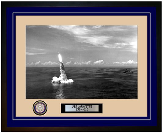 USS Lafayette SSBN-616 Framed Navy Ship Photo Blue