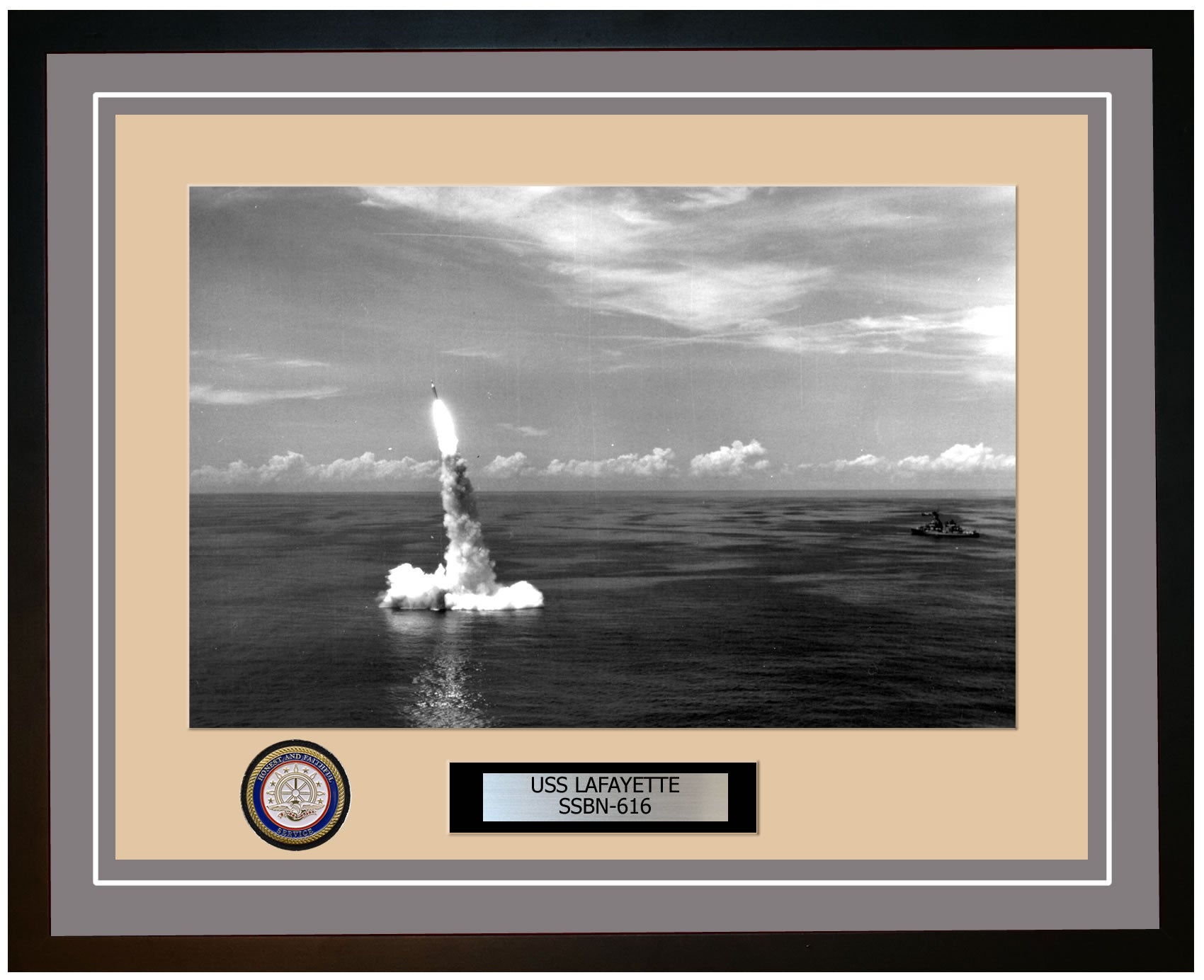 USS Lafayette SSBN-616 Framed Navy Ship Photo Grey