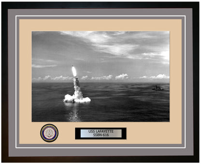 USS Lafayette SSBN-616 Framed Navy Ship Photo Grey