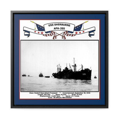 USS Sherburne APA-205 Navy Floating Frame Photo Front View