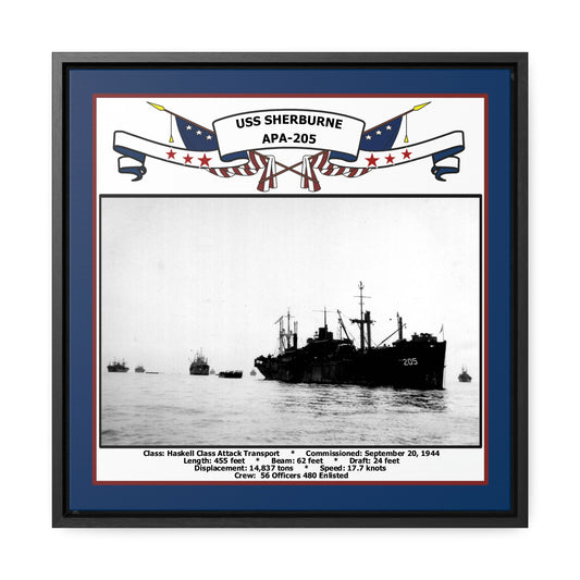 USS Sherburne APA-205 Navy Floating Frame Photo Front View