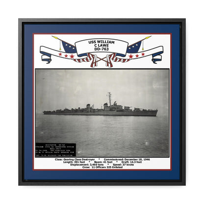 USS William C Lawe DD-763 Navy Floating Frame Photo Front View