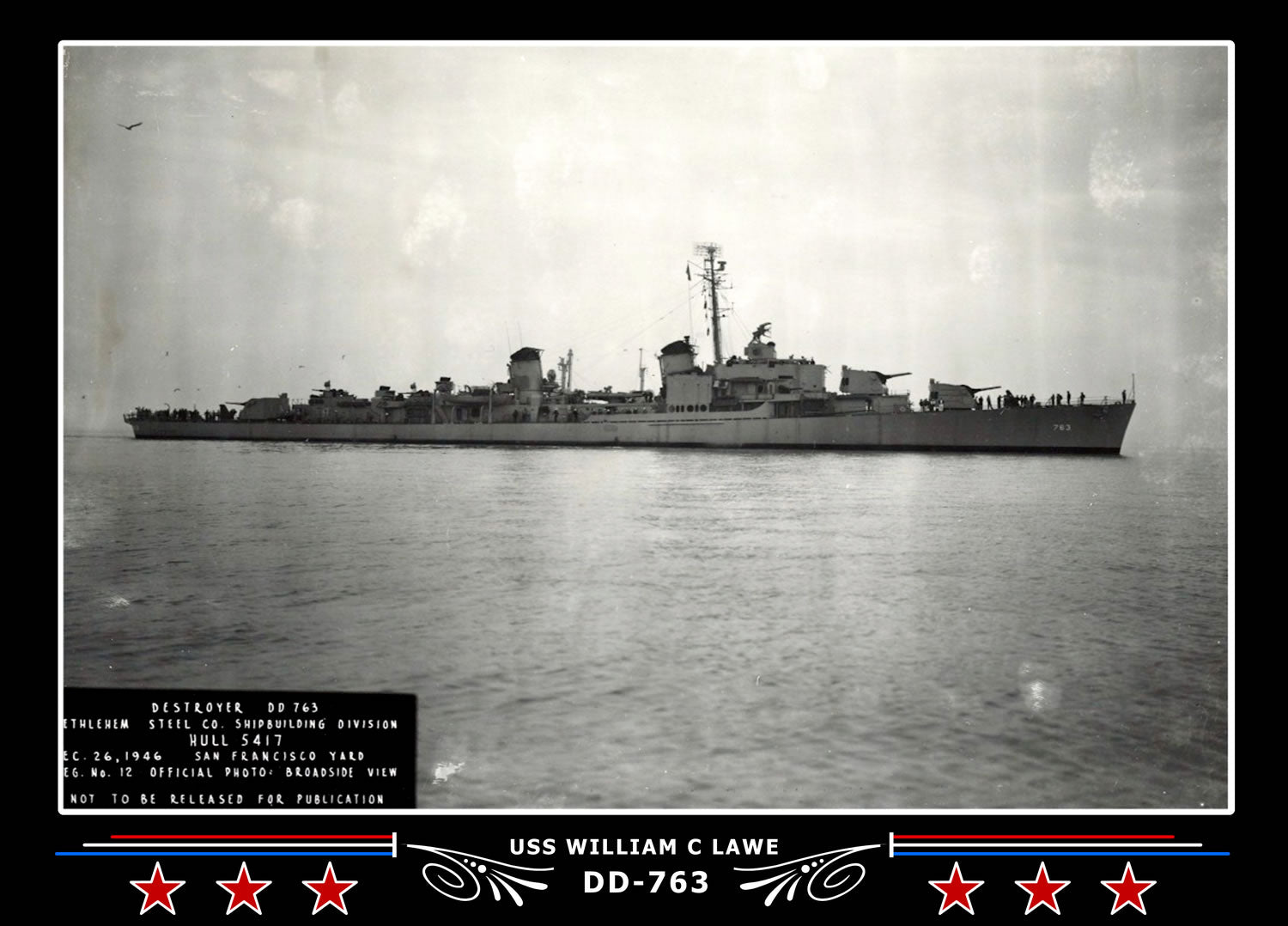 USS William C Lawe DD-763 Canvas Photo Print