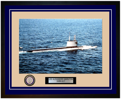 USS Alexander Hamilton SSBN-617 Framed Navy Ship Photo Blue