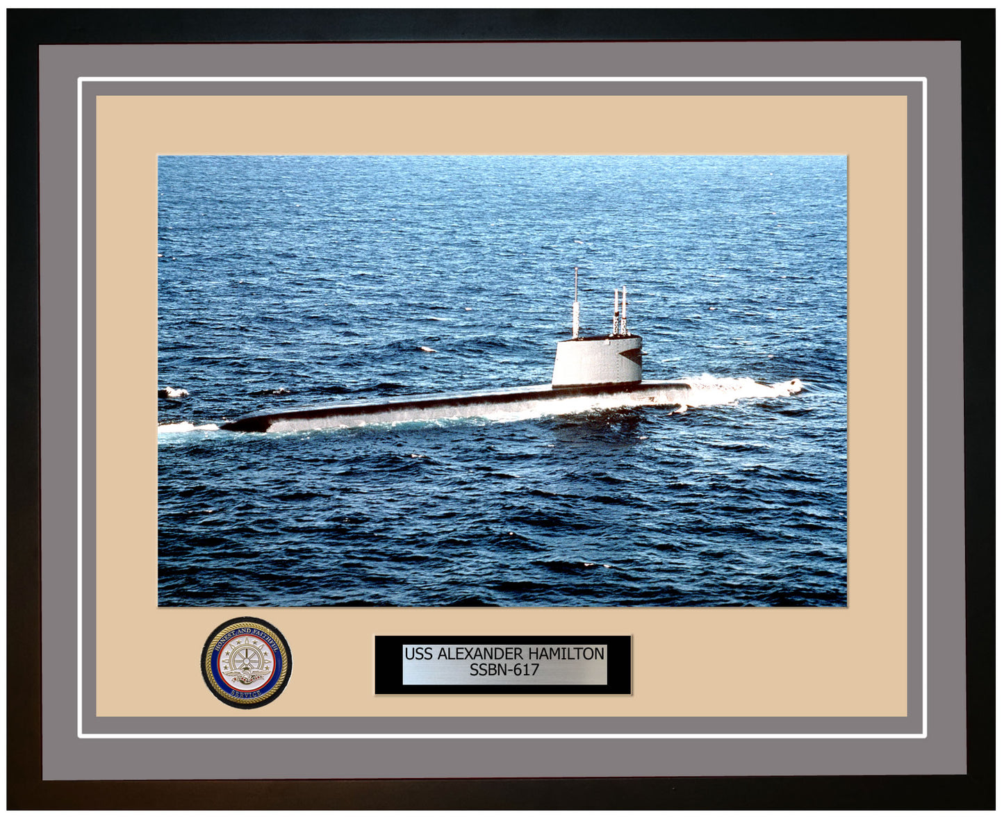 USS Alexander Hamilton SSBN-617 Framed Navy Ship Photo Grey