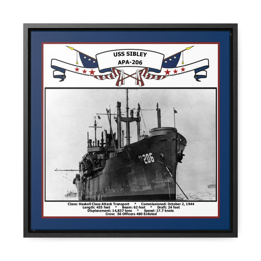 USS Sibley APA-206 Navy Floating Frame Photo Front View