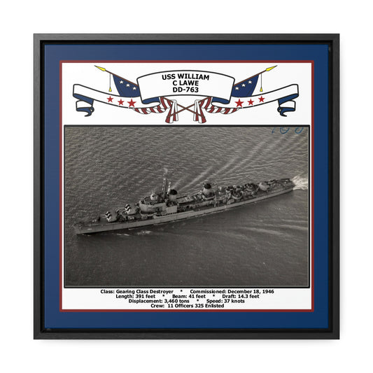 USS William C Lawe DD-763 Navy Floating Frame Photo Front View