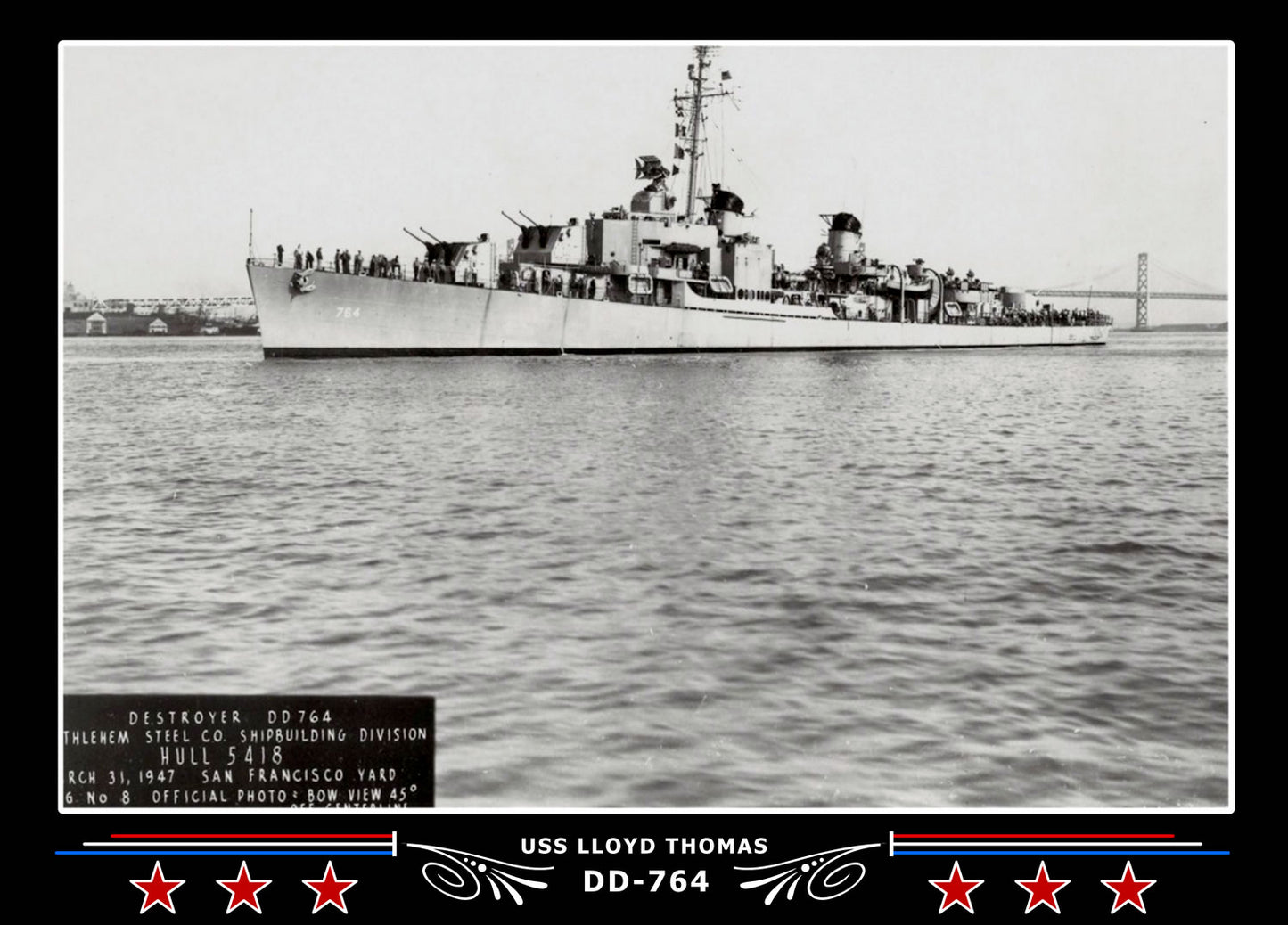 USS Lloyd Thomas DD-764 Canvas Photo Print