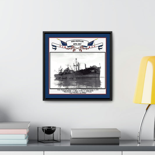 USS Mifflin APA-207 Navy Floating Frame Photo Desk View