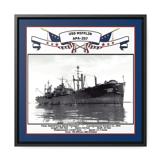 USS Mifflin APA-207 Navy Floating Frame Photo Front View