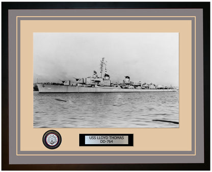 USS LLOYD THOMAS DD-764 Framed Navy Ship Photo Grey