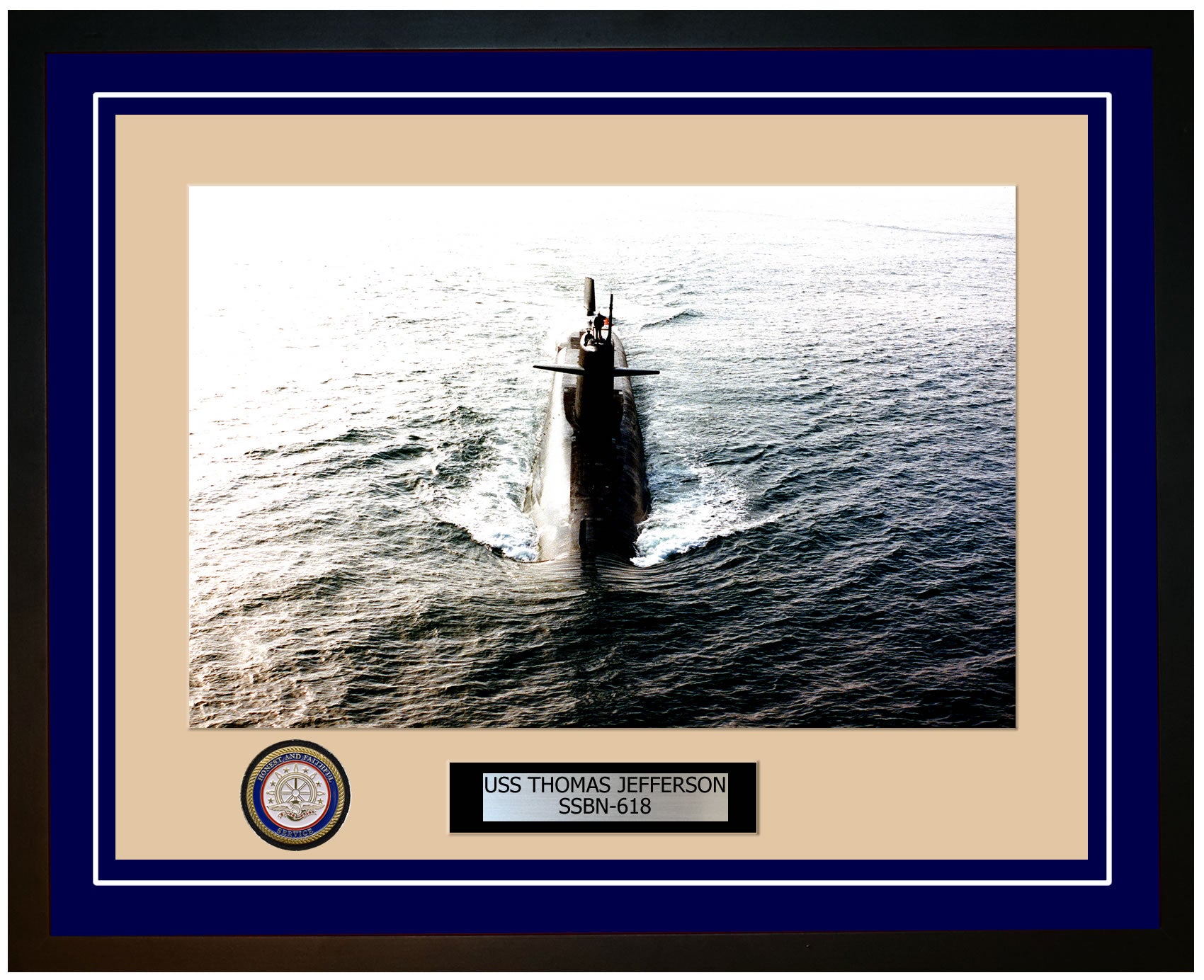 USS Thomas Jefferson SSBN-618 Framed Navy Ship Photo Blue