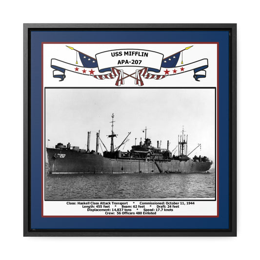 USS Mifflin APA-207 Navy Floating Frame Photo Front View