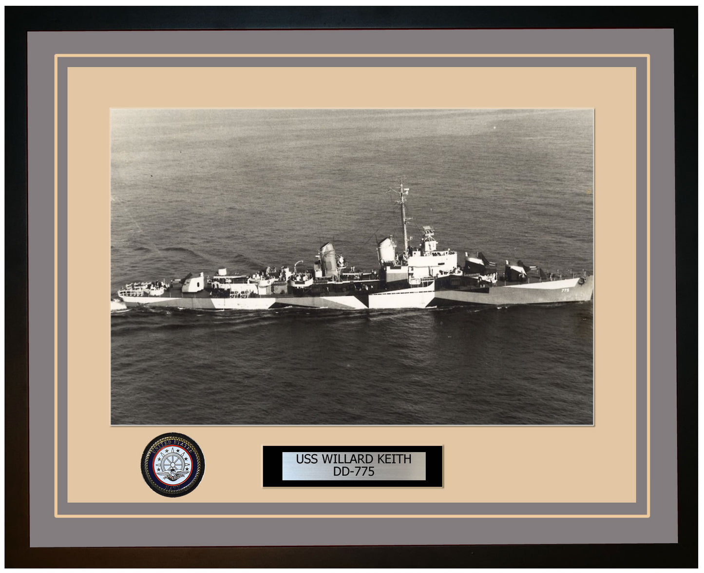 USS WILLARD KEITH DD-775 Framed Navy Ship Photo Grey