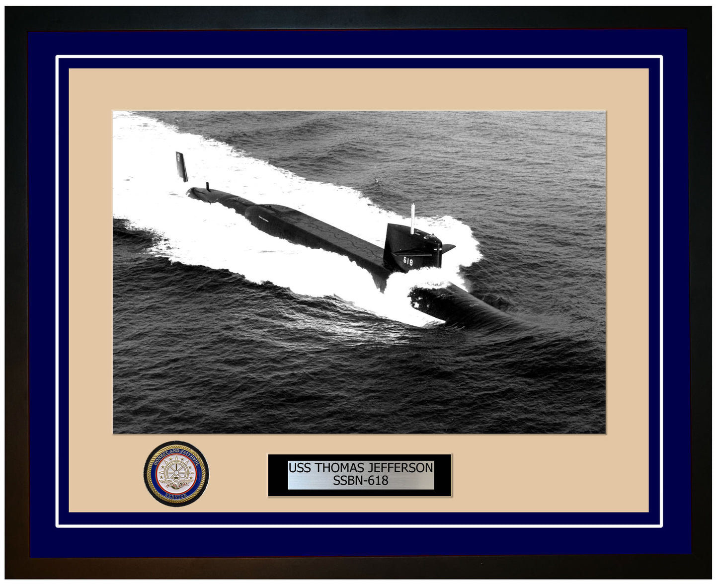 USS Thomas Jefferson SSBN-618 Framed Navy Ship Photo Blue