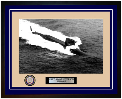 USS Thomas Jefferson SSBN-618 Framed Navy Ship Photo Blue