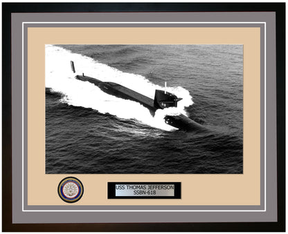 USS Thomas Jefferson SSBN-618 Framed Navy Ship Photo Grey