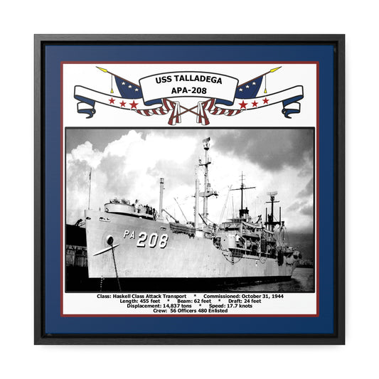 USS Talladega APA-208 Navy Floating Frame Photo Front View
