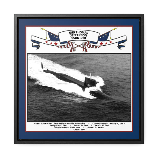 USS Thomas Jefferson SSBN-618 Navy Floating Frame Photo Front View