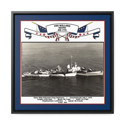USS Willard Keith DD-775 Navy Floating Frame Photo Front View