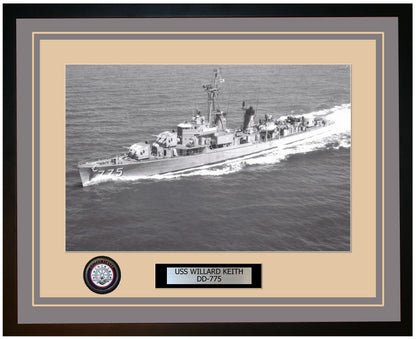 USS WILLARD KEITH DD-775 Framed Navy Ship Photo Grey