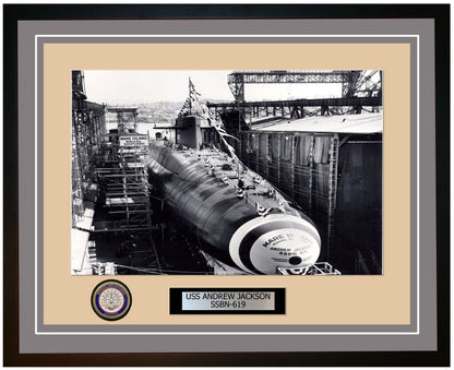 USS Andrew Jackson SSBN-619 Framed Navy Ship Photo Grey