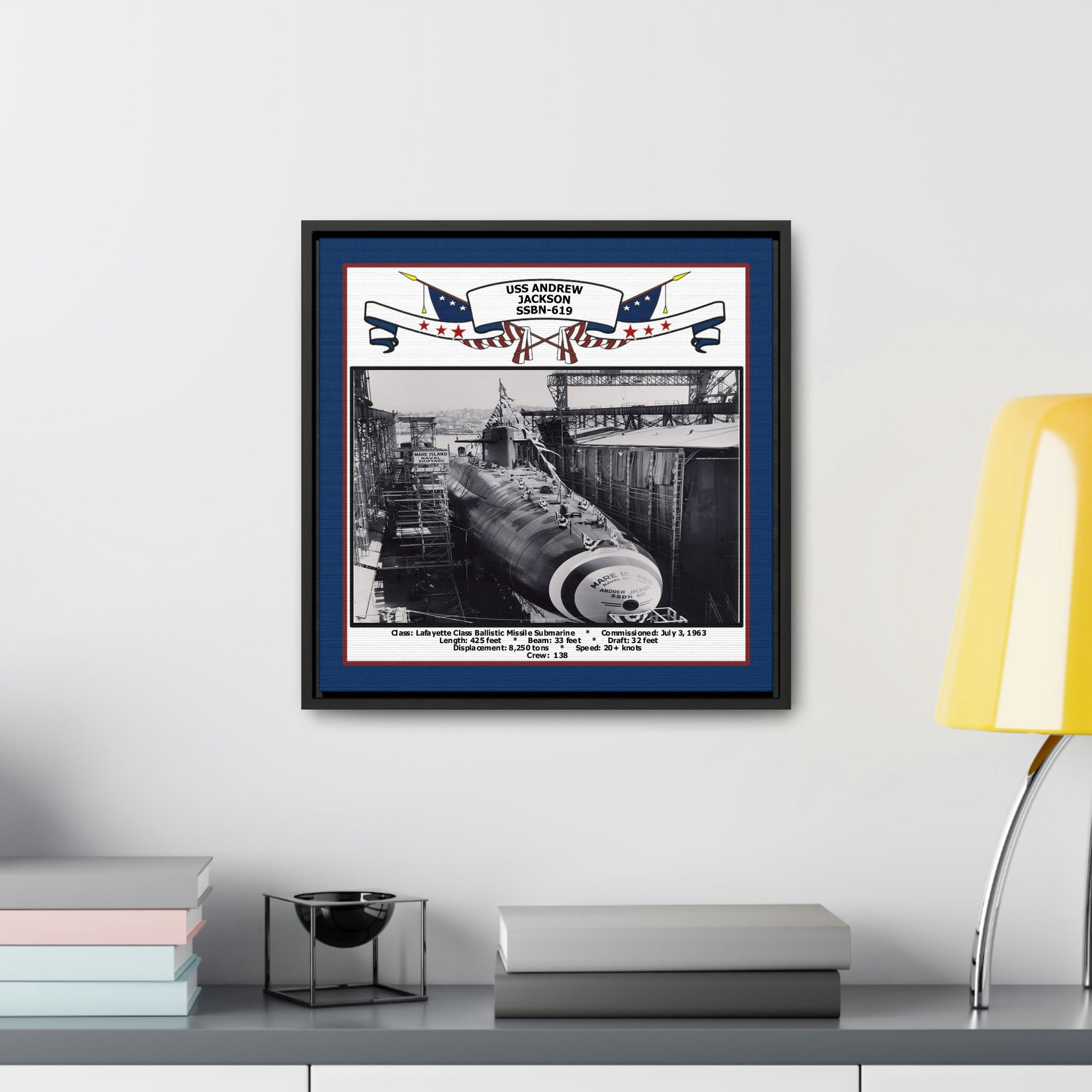 USS Andrew Jackson SSBN-619 Navy Floating Frame Photo Desk View