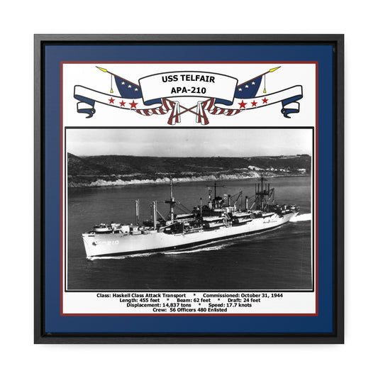 USS Telfair APA-210 Navy Floating Frame Photo Front View