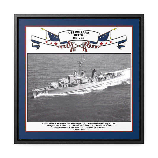 USS Willard Keith DD-775 Navy Floating Frame Photo Front View